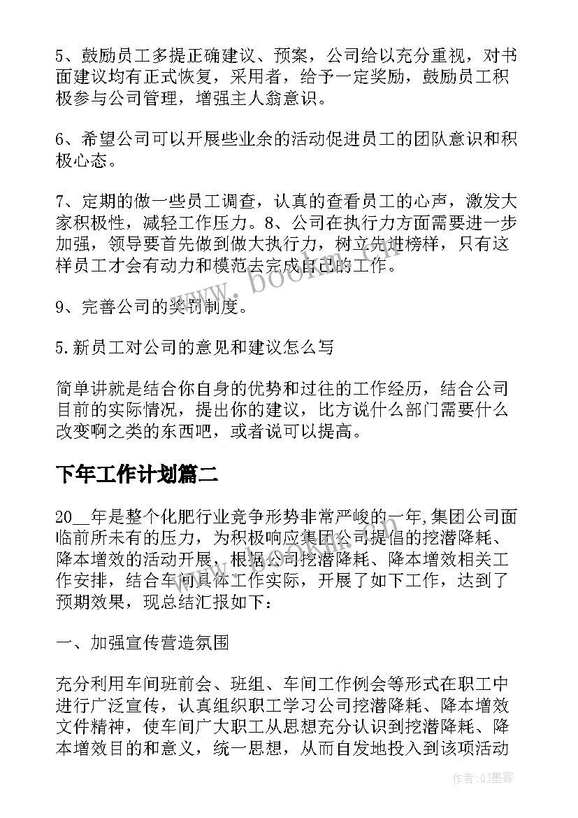 2023年下年工作计划 下步工作计划和意见(模板6篇)