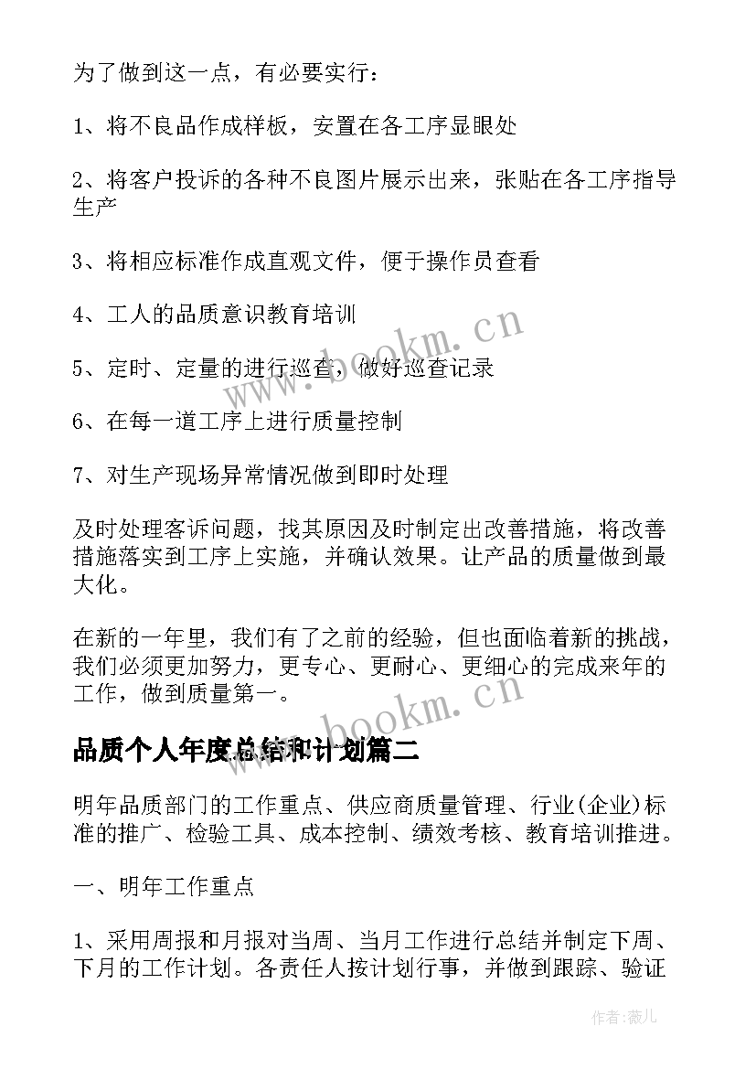 2023年品质个人年度总结和计划(精选5篇)