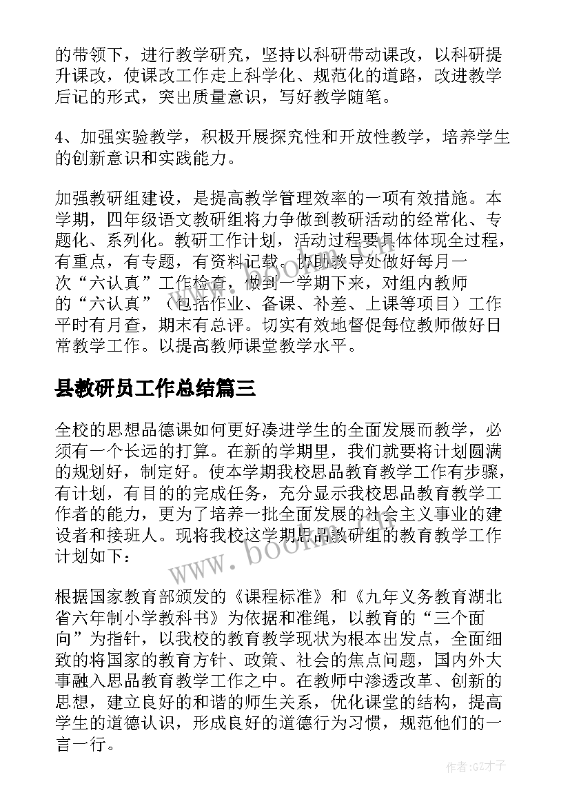 县教研员工作总结(通用7篇)