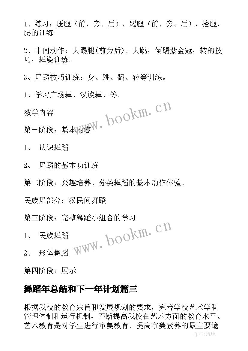 2023年舞蹈年总结和下一年计划(大全10篇)