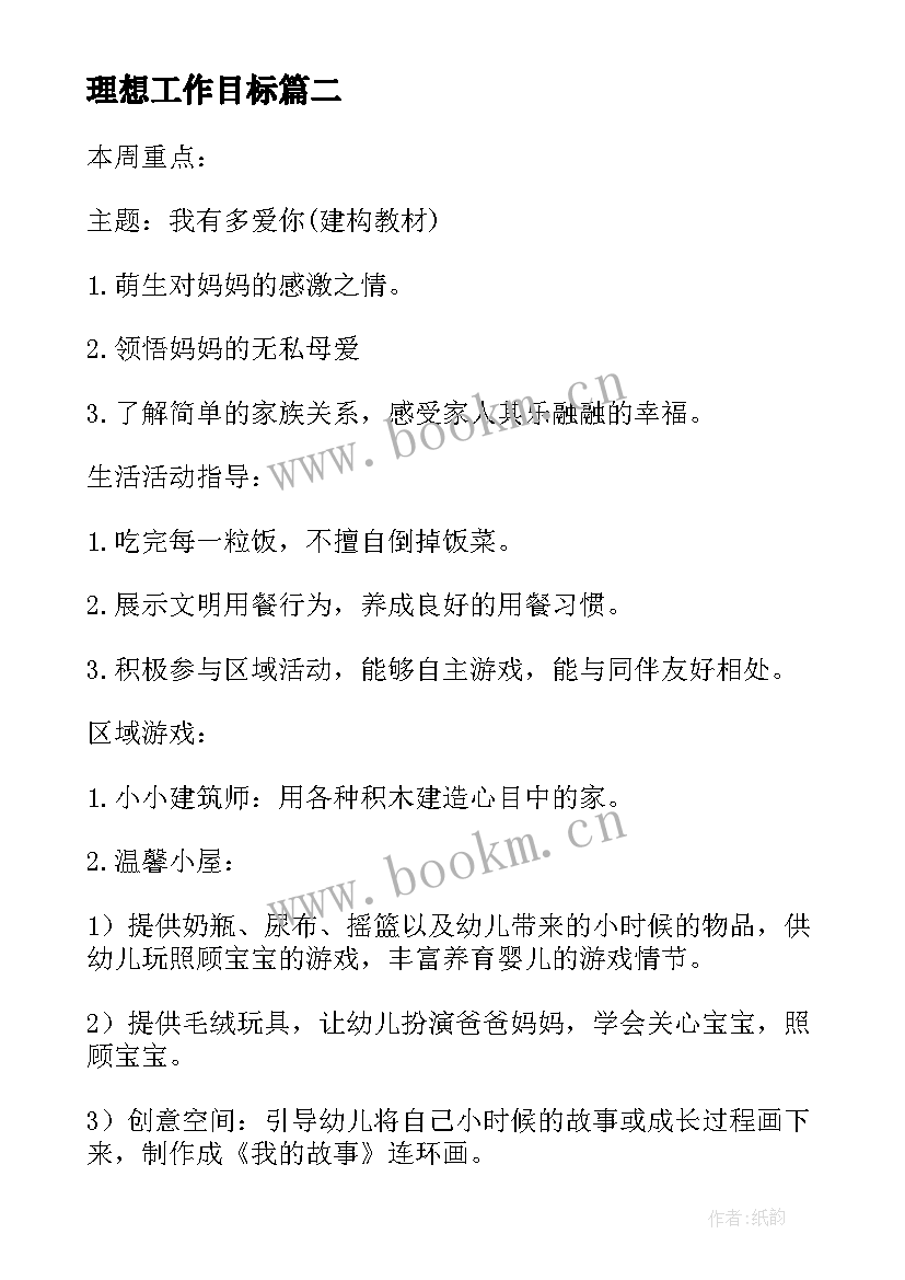 最新理想工作目标 周工作计划表(模板7篇)