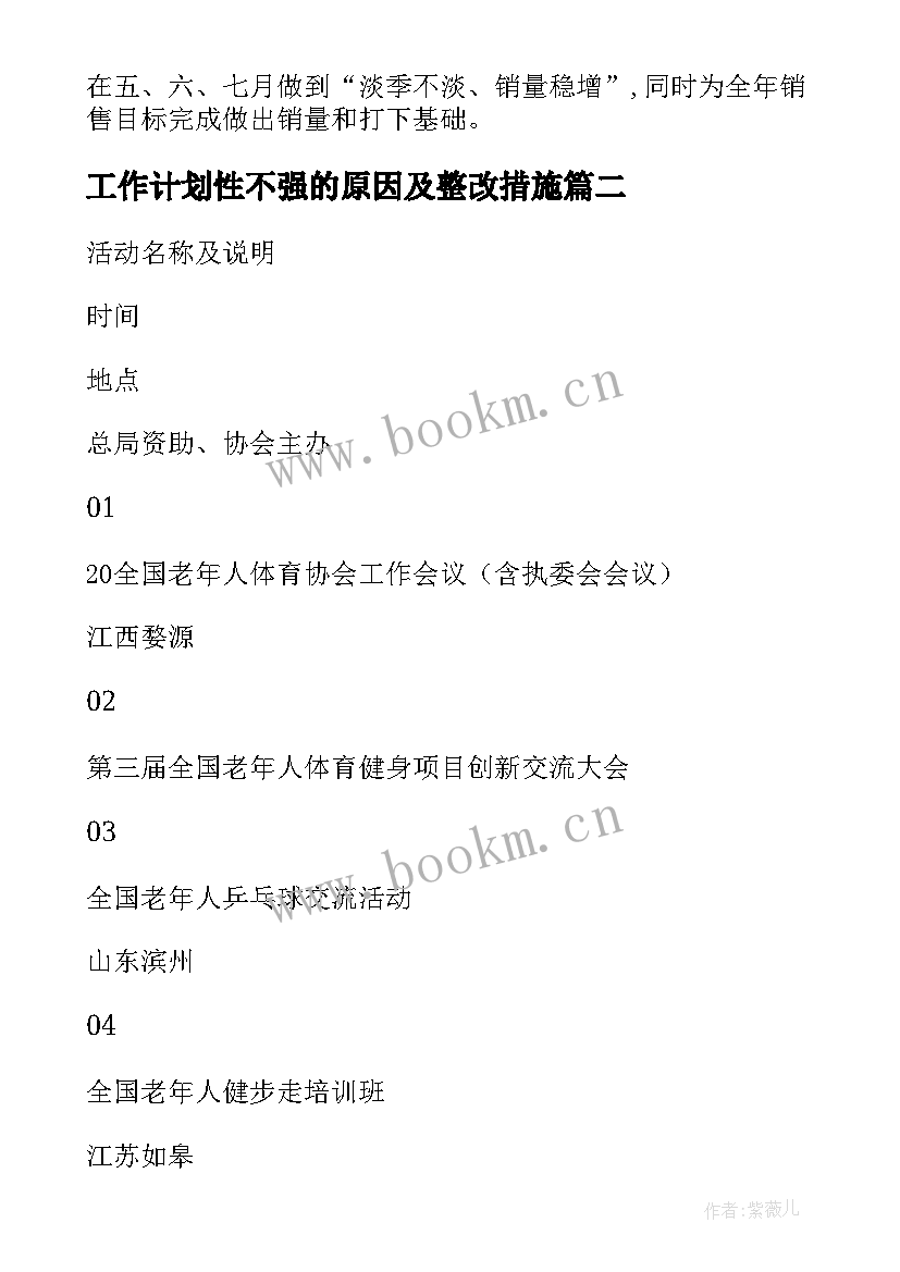 2023年工作计划性不强的原因及整改措施(模板9篇)