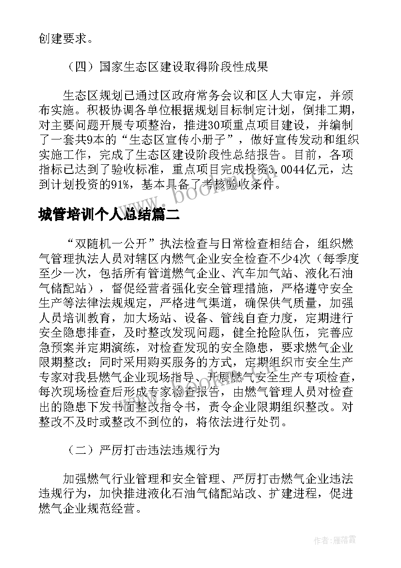 2023年城管培训个人总结(优秀5篇)