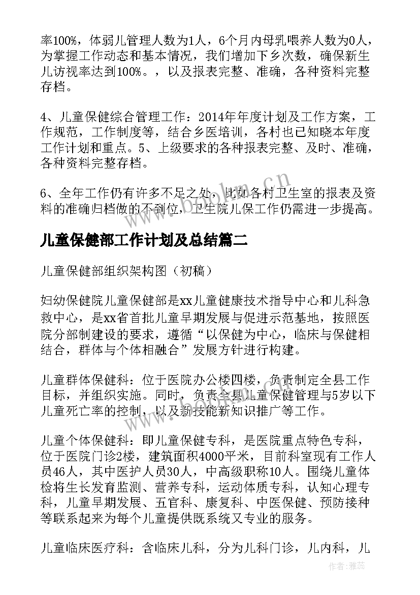 儿童保健部工作计划及总结 儿童保健部会议简报(优质5篇)