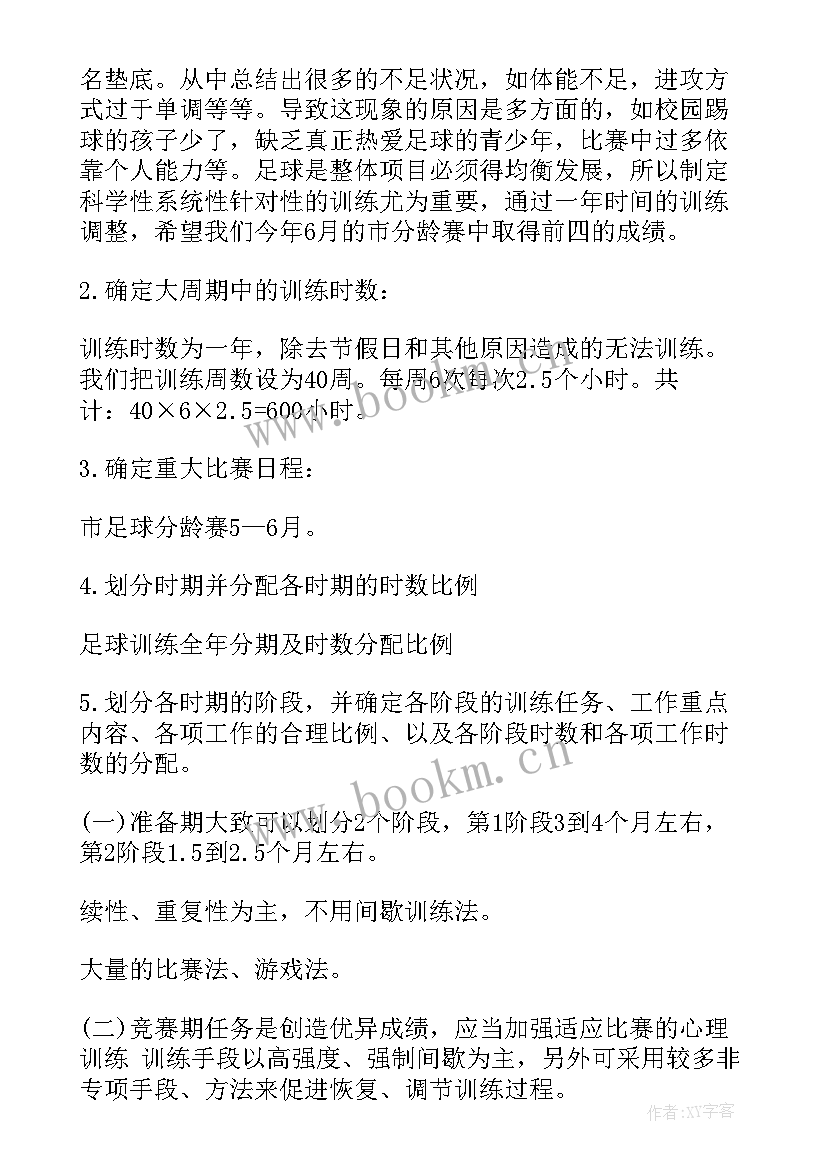 职业训练工作计划 足球训练工作计划(精选8篇)