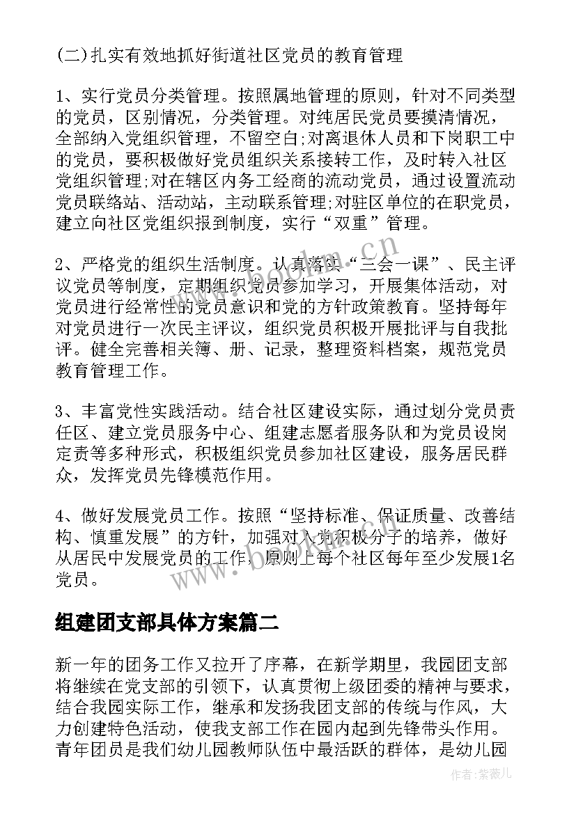 最新组建团支部具体方案 团支部工作计划(优质8篇)