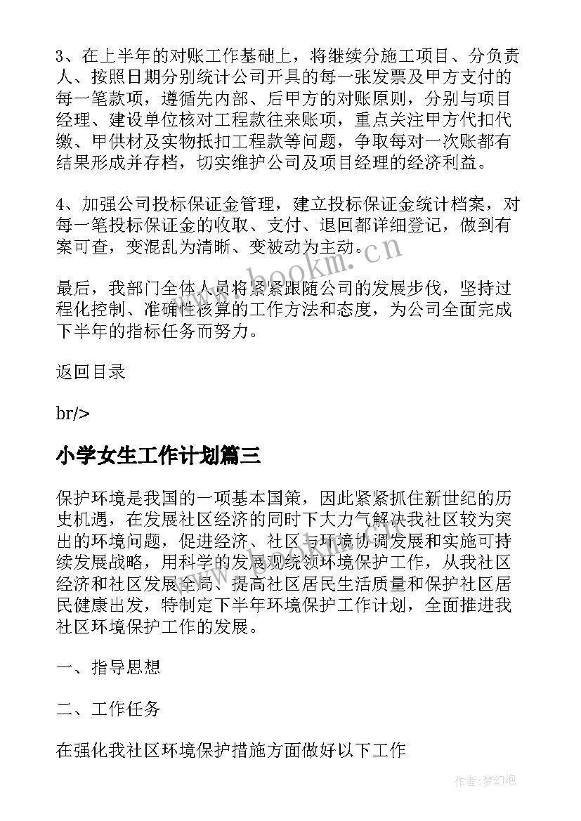 2023年小学女生工作计划 教师半年工作计划和半年工作计划(精选8篇)