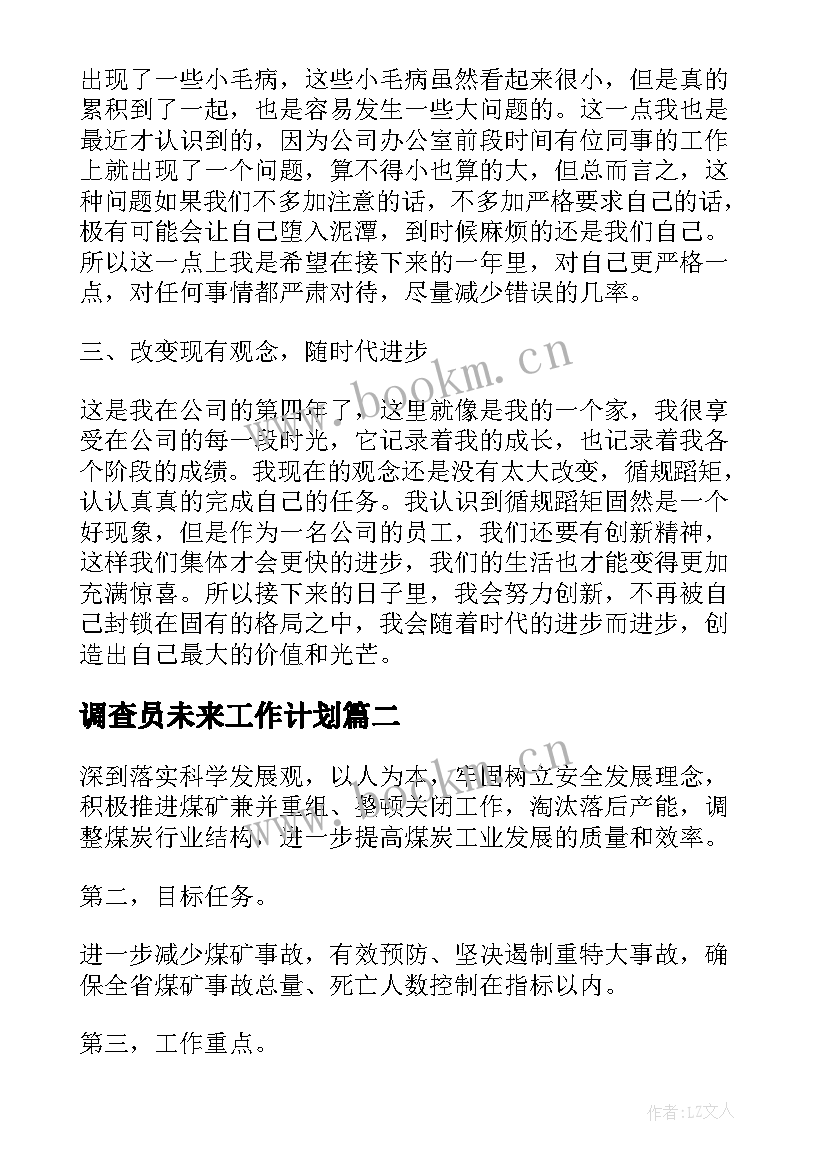 2023年调查员未来工作计划 未来工作计划(精选5篇)