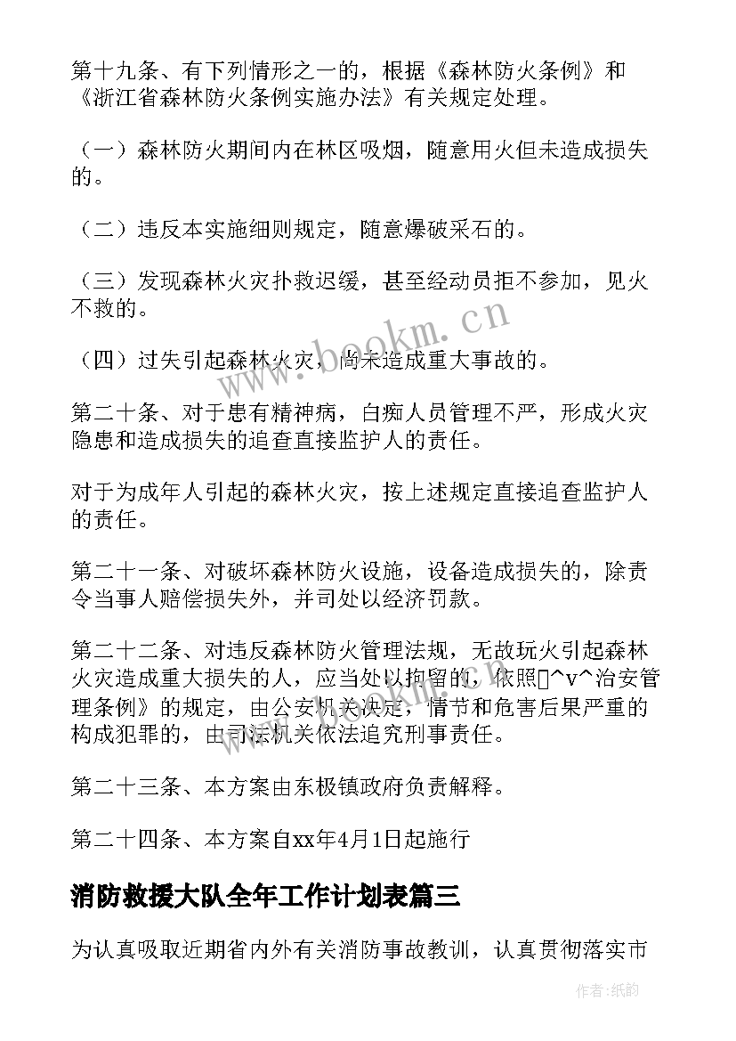 最新消防救援大队全年工作计划表 消防救援大队工作总结(优秀8篇)