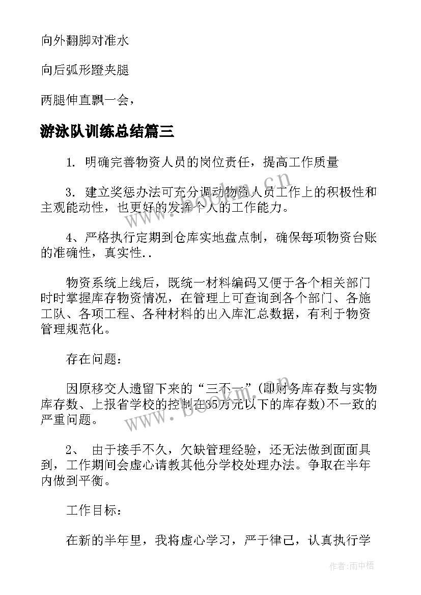 2023年游泳队训练总结 游泳协会工作计划实用(优秀5篇)