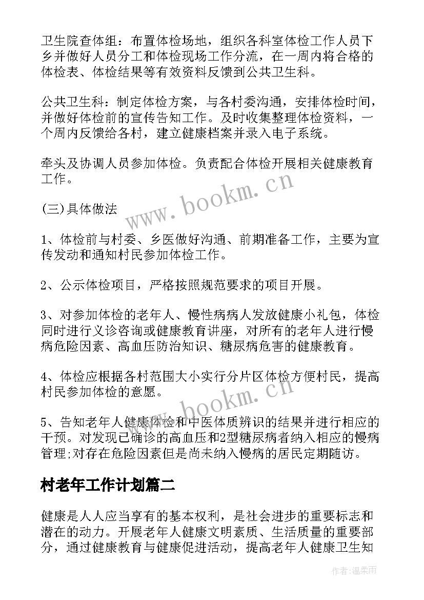 最新村老年工作计划(优质6篇)