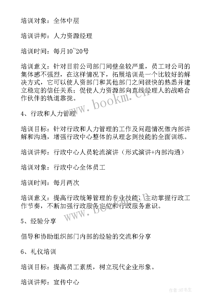 最新年度培训计划(优秀6篇)