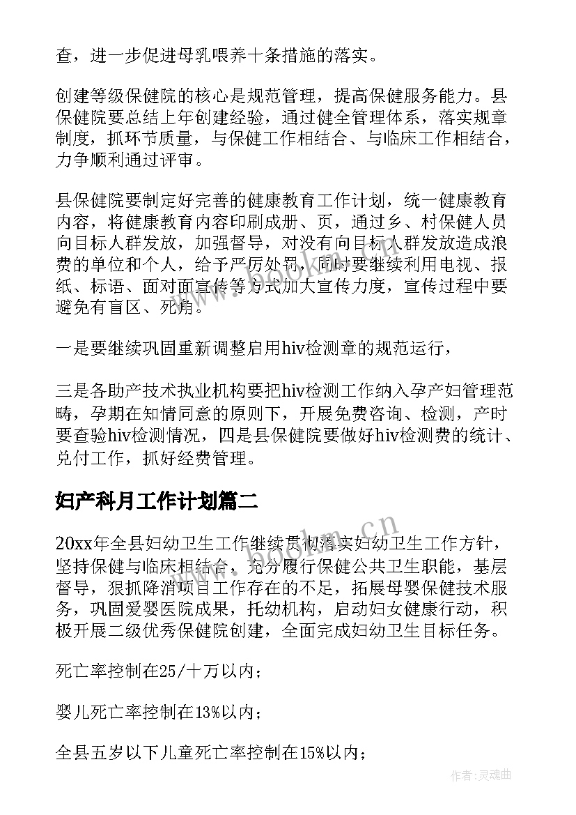 2023年妇产科月工作计划 妇幼卫生工作计划(优秀5篇)