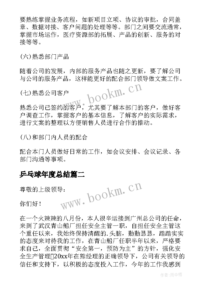 2023年乒乓球年度总结(模板8篇)