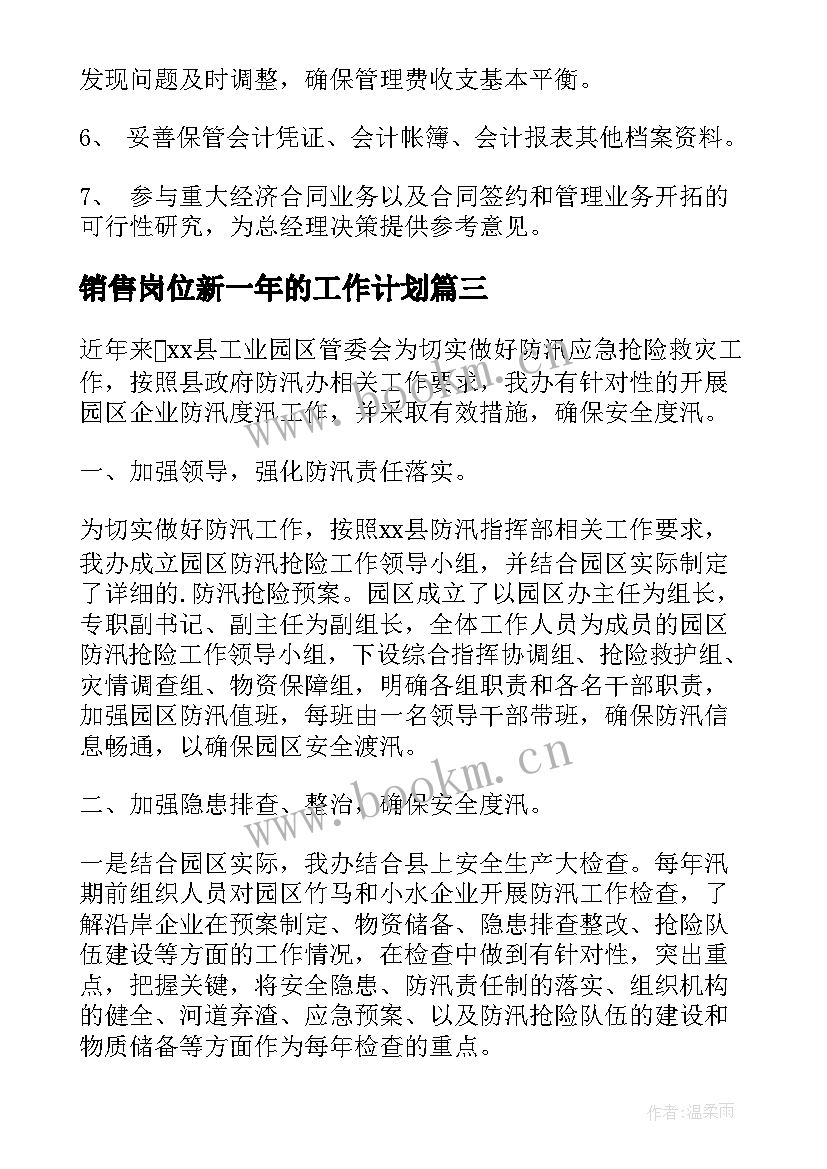 最新销售岗位新一年的工作计划 化水岗位明年工作计划实用(实用5篇)