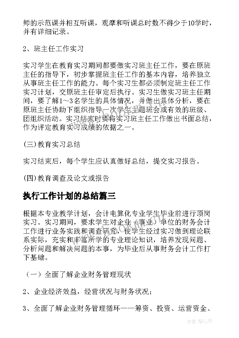 2023年执行工作计划的总结(实用5篇)