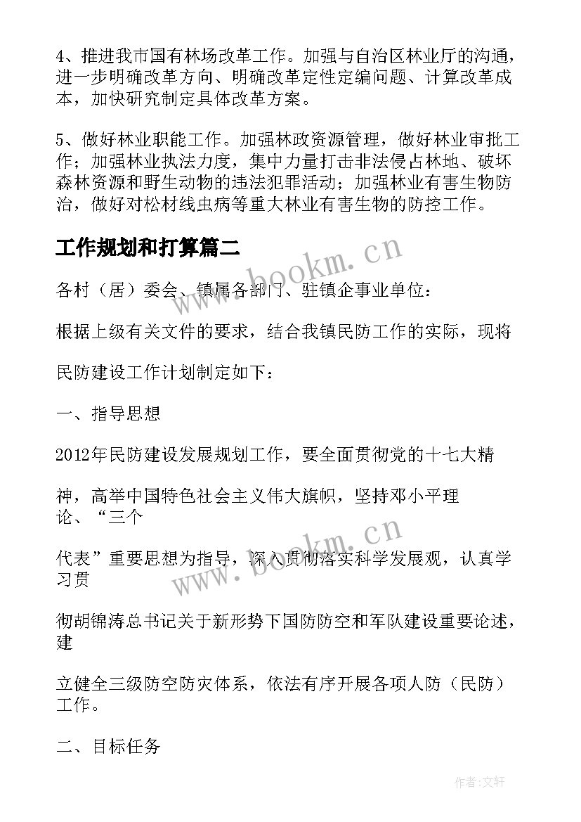 2023年工作规划和打算(实用10篇)