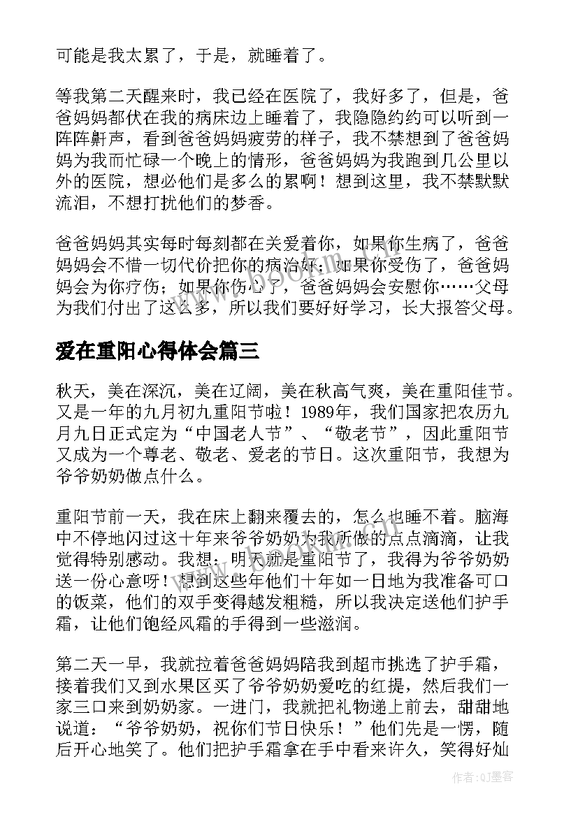 爱在重阳心得体会(通用10篇)