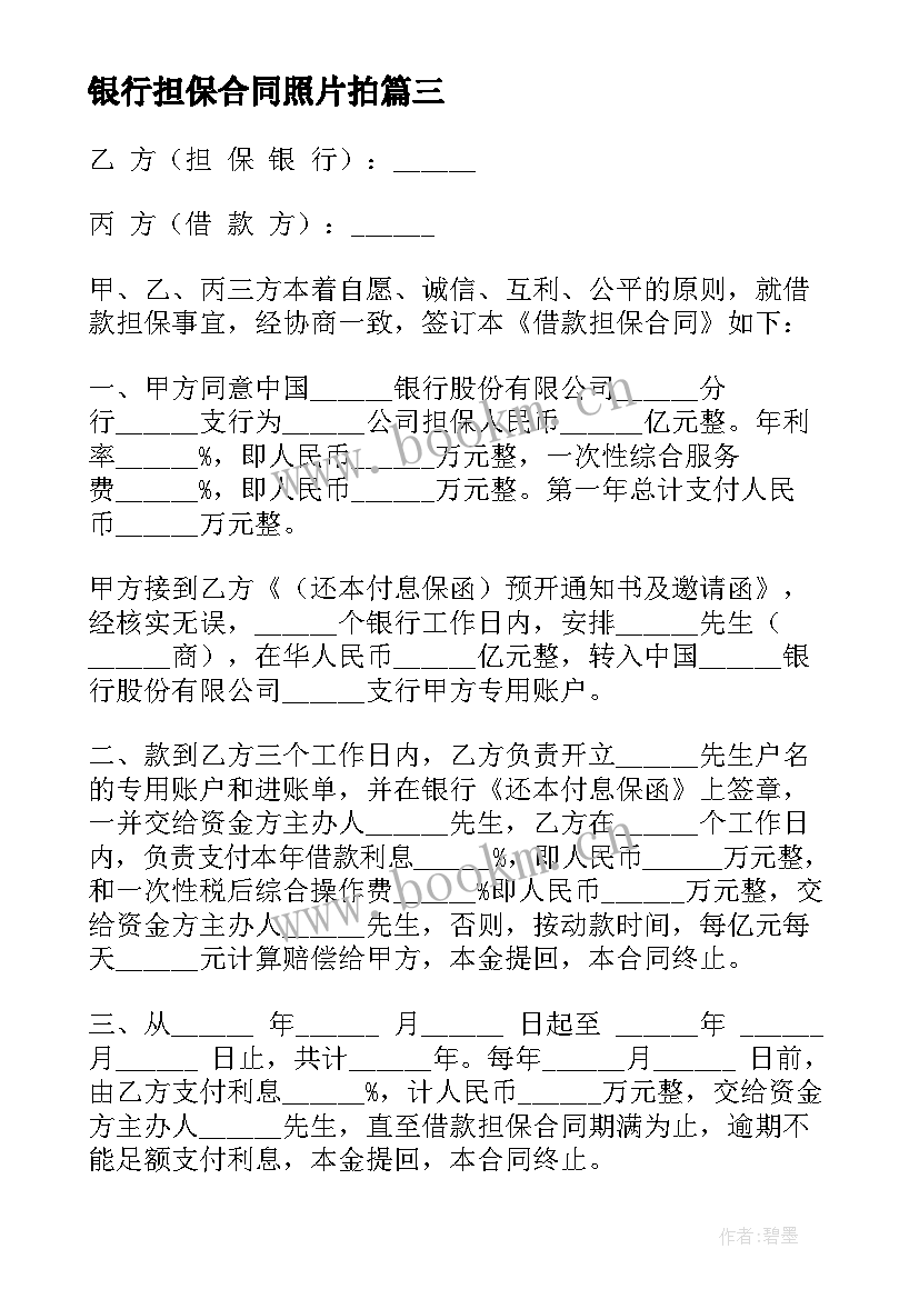 2023年银行担保合同照片拍(汇总10篇)