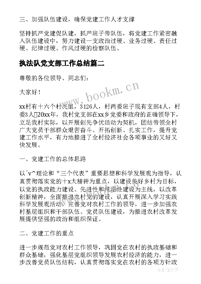 执法队党支部工作总结(通用5篇)