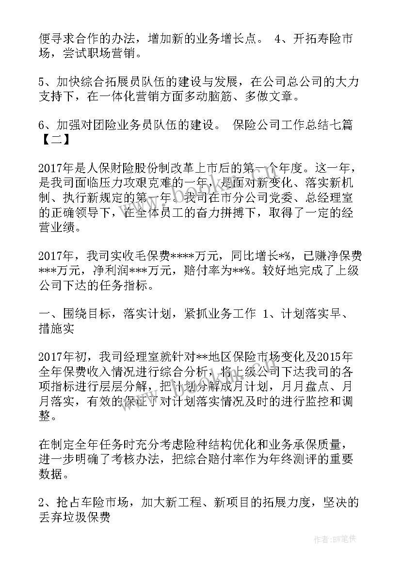 最新保险公司电销工作总结 保险工作总结(优质7篇)