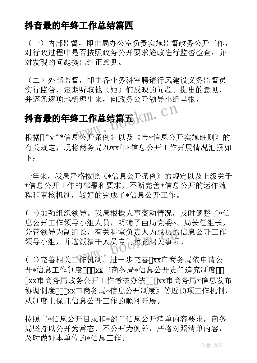 2023年抖音最的年终工作总结(优秀5篇)