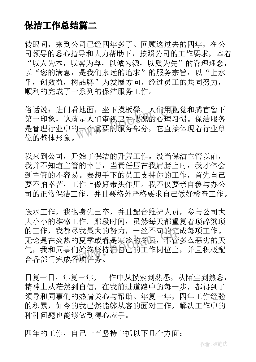 2023年保洁工作总结(精选9篇)