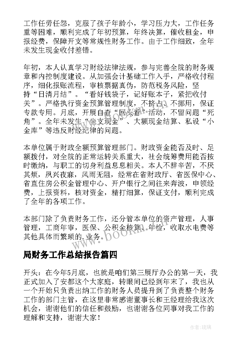 最新局财务工作总结报告 财务经理财务工作总结(优质9篇)