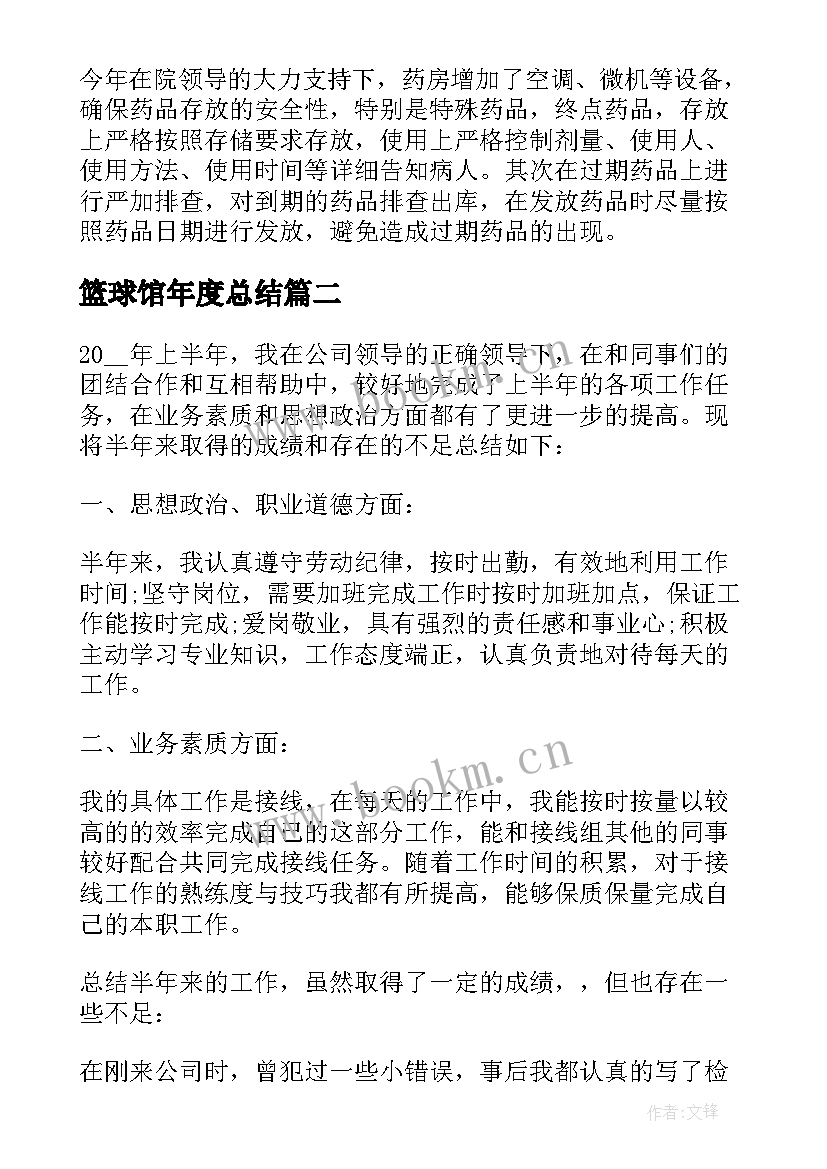 2023年篮球馆年度总结(精选7篇)