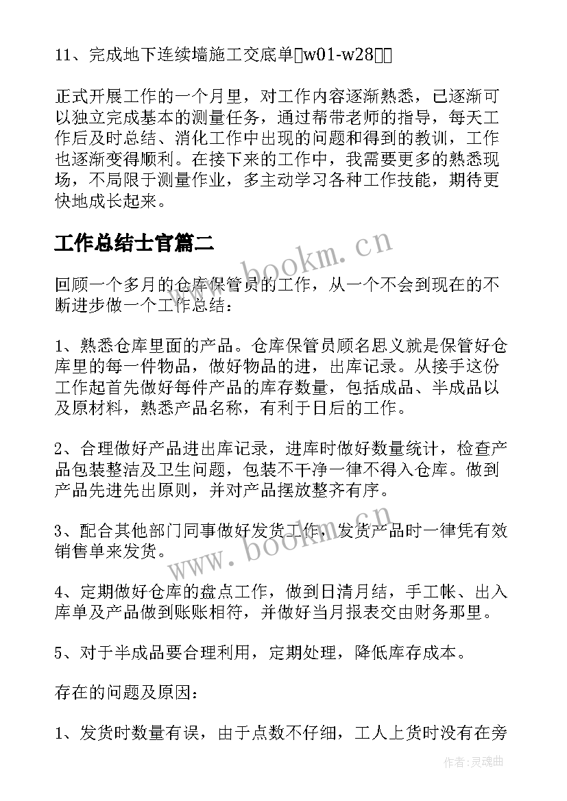 最新工作总结士官(通用9篇)