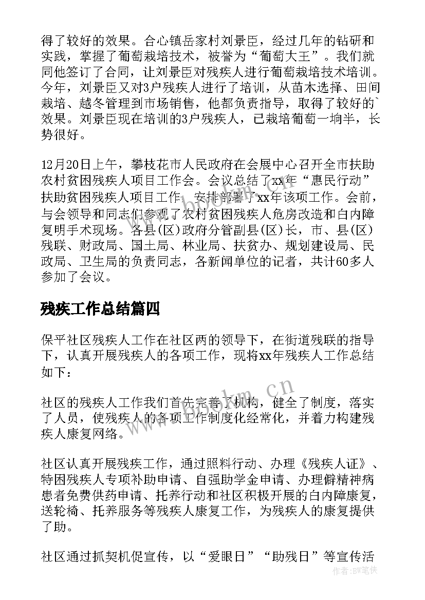 残疾工作总结 残疾人工作总结(大全6篇)