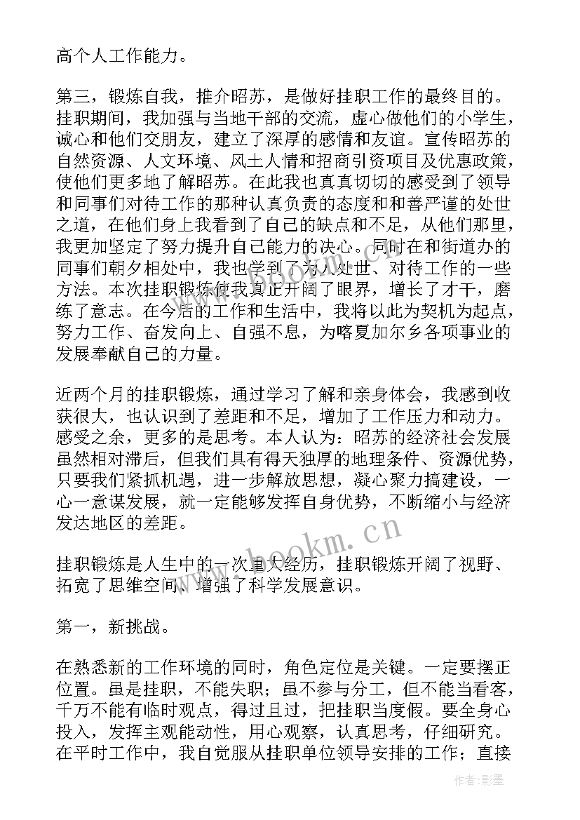 2023年挂职锻炼心得体会挂职干部工作总结(大全5篇)