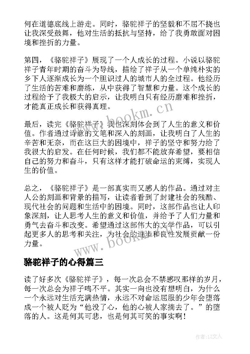 最新骆驼祥子的心得 骆驼祥子心得体会(优秀8篇)