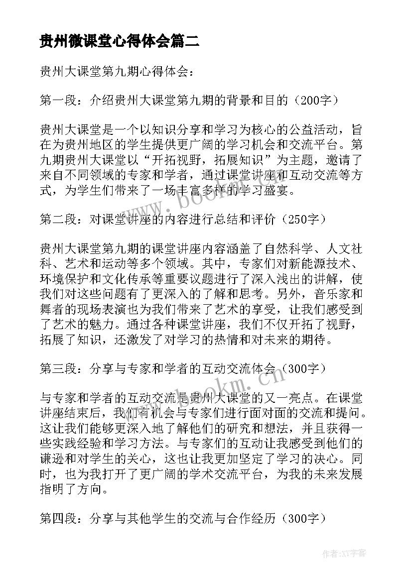 2023年贵州微课堂心得体会(优质5篇)