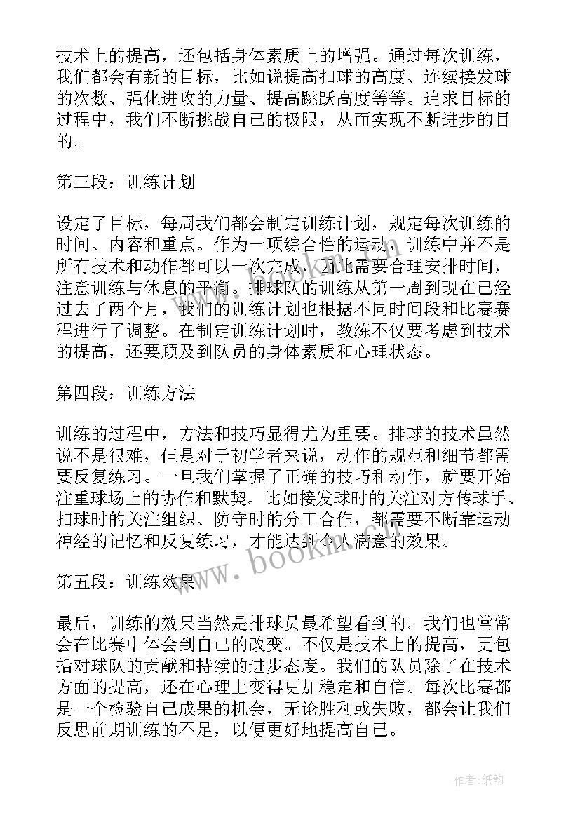 最新排球训练心得体会 心得体会排球训练(精选6篇)