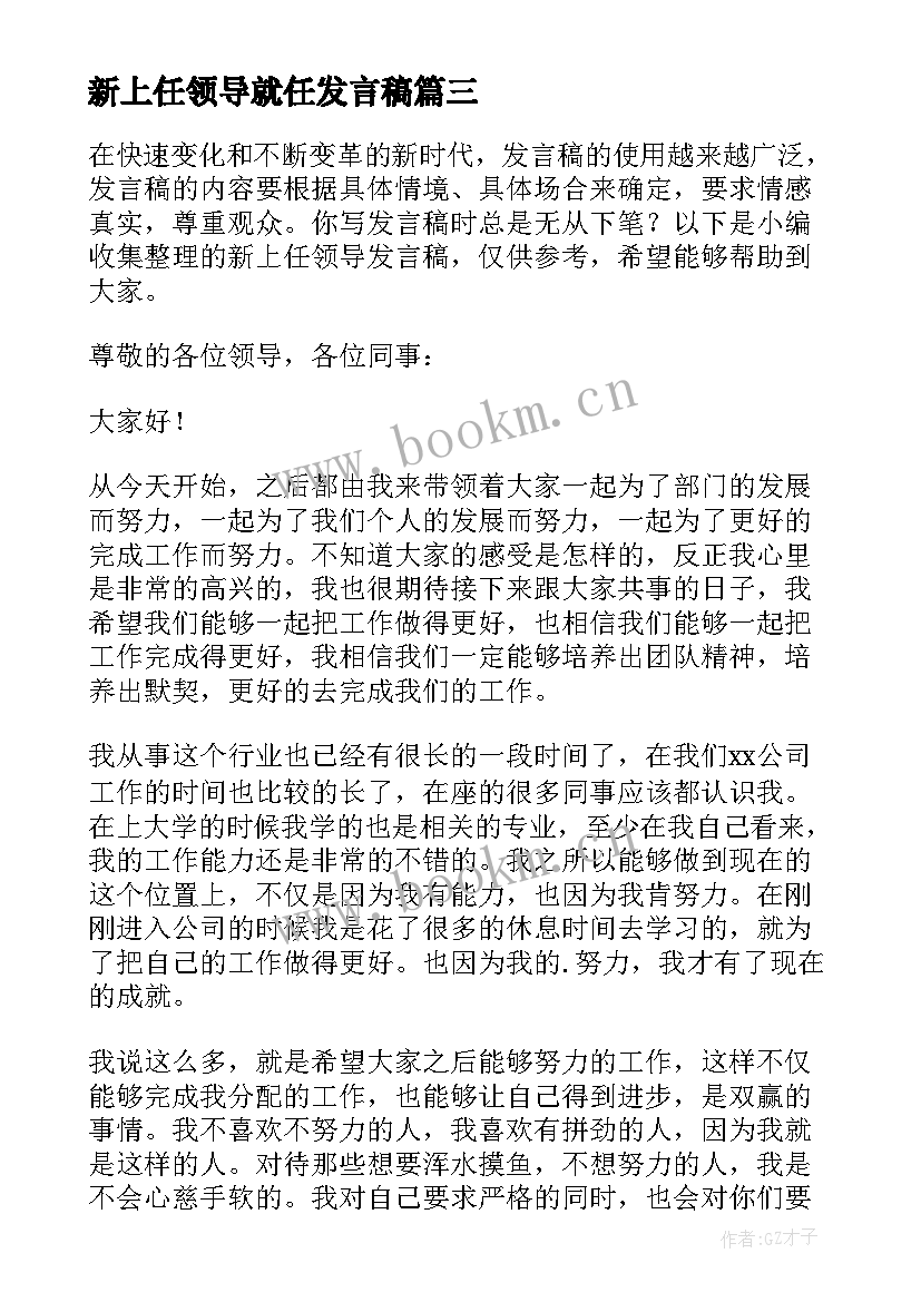 新上任领导就任发言稿(大全5篇)