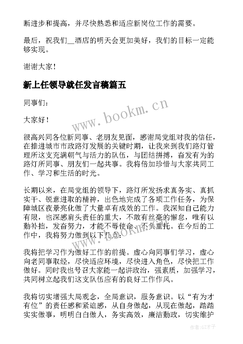 新上任领导就任发言稿(大全5篇)