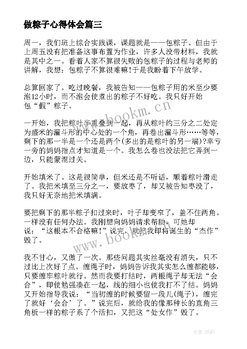 2023年做粽子心得体会(汇总5篇)