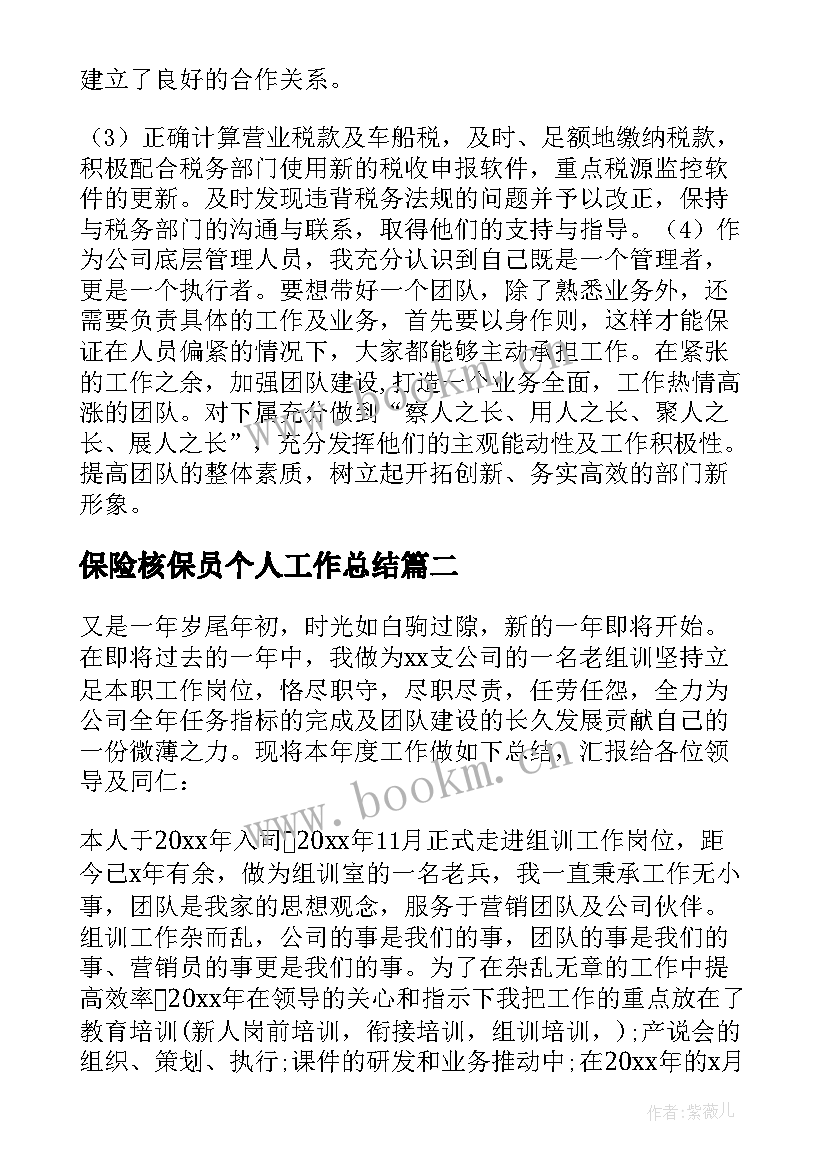 保险核保员个人工作总结 保险销售人员工作总结(通用10篇)