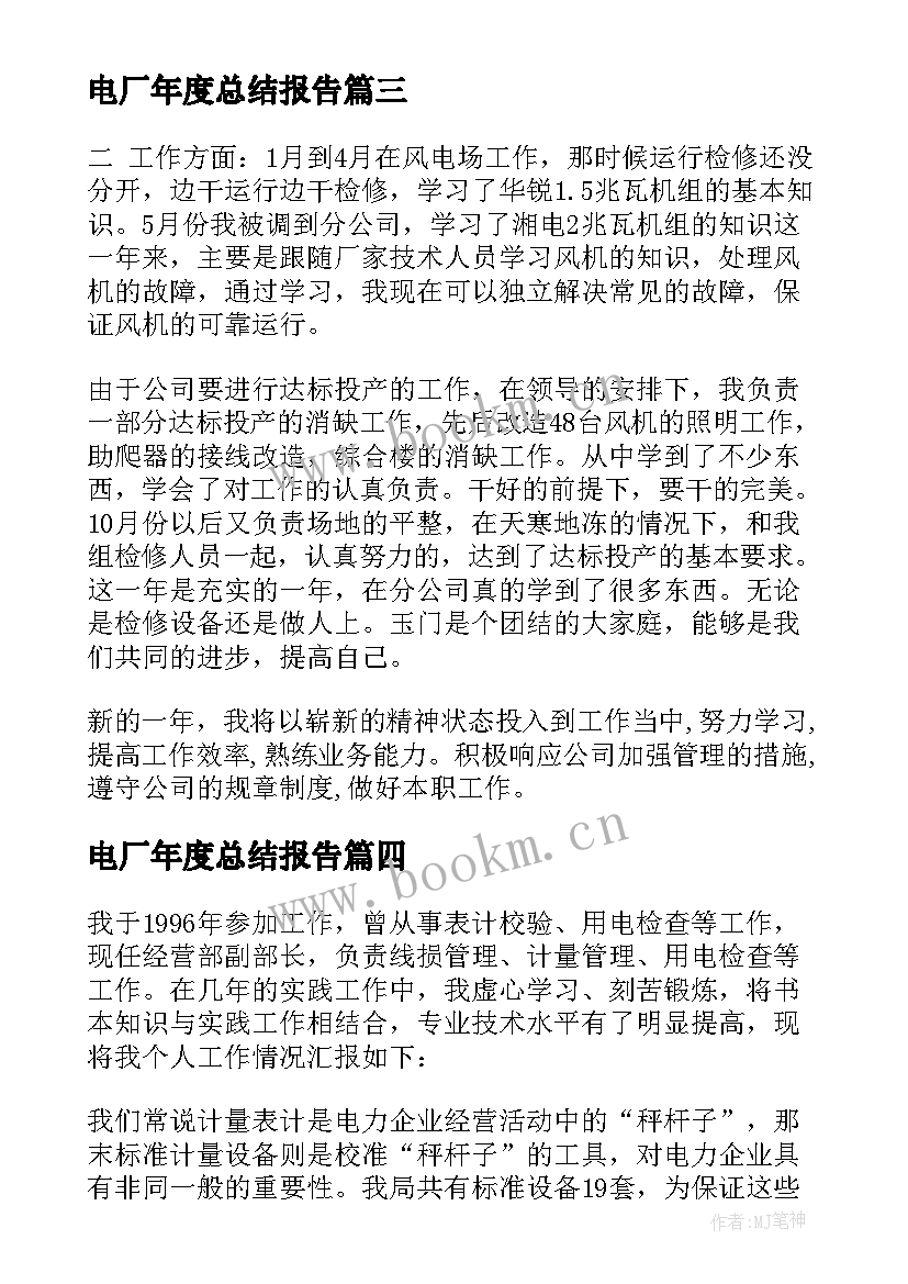 最新电厂年度总结报告(模板8篇)