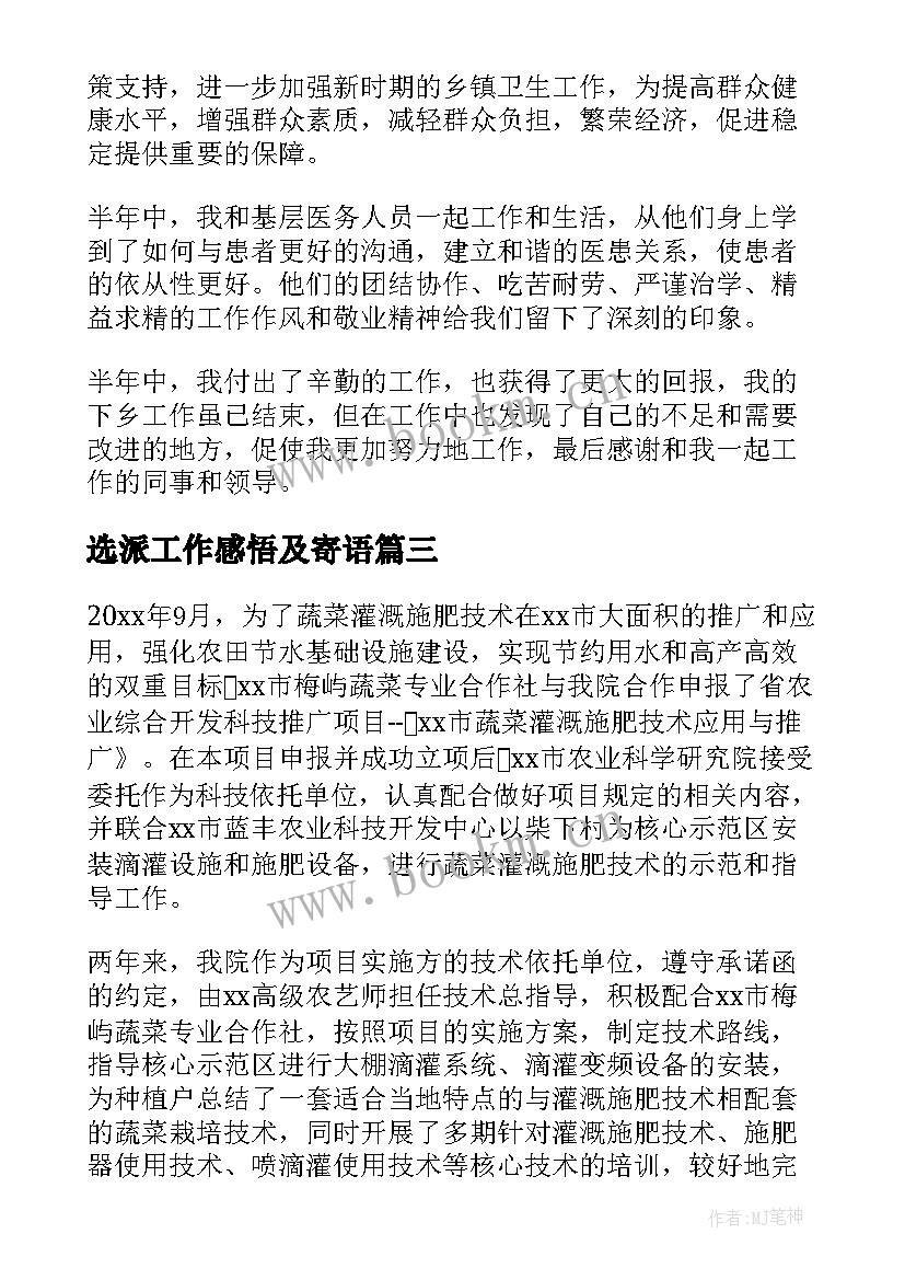 2023年选派工作感悟及寄语(通用5篇)