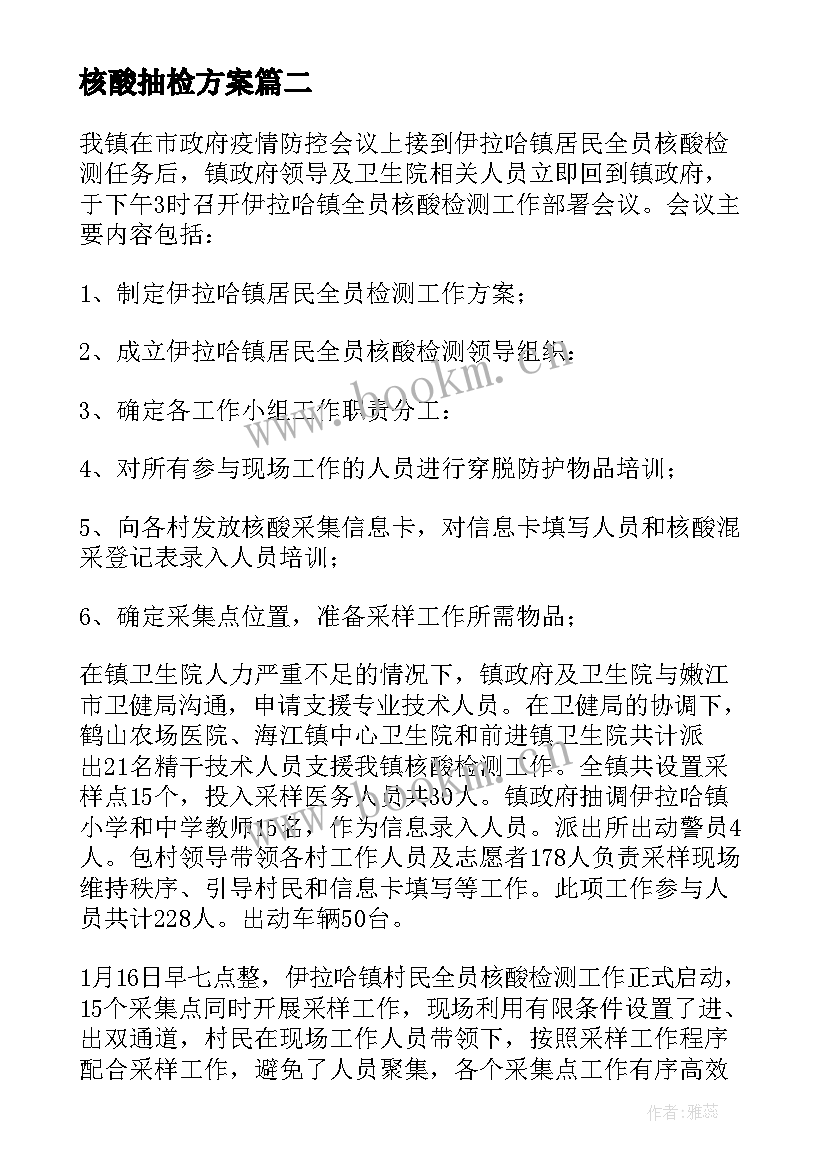 最新核酸抽检方案 社区开展核酸检测工作总结十(通用5篇)