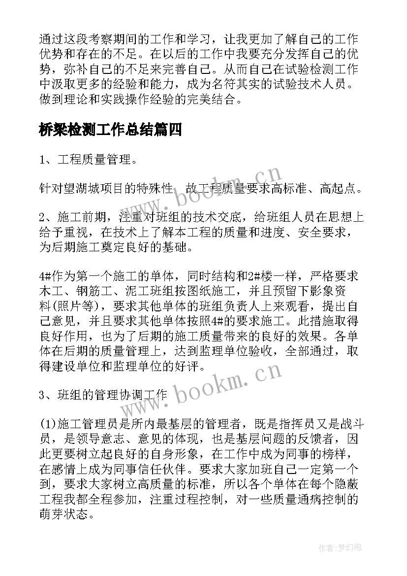 2023年桥梁检测工作总结(大全9篇)