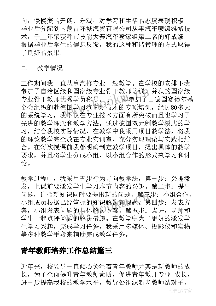 2023年青年教师培养工作总结 青年教师工作总结(模板10篇)