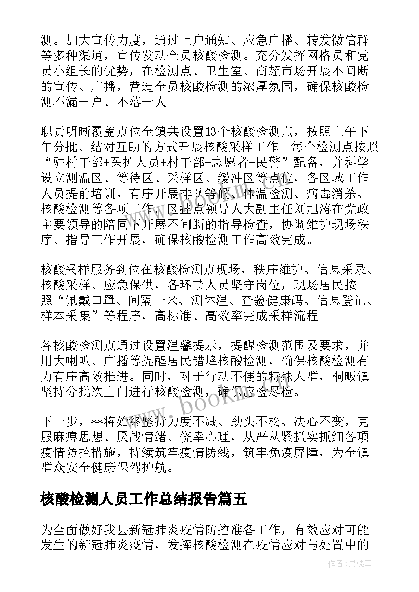 2023年核酸检测人员工作总结报告 检测人员工作总结(优秀5篇)