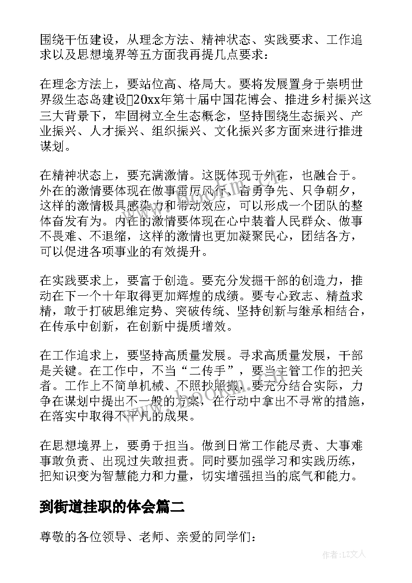 2023年到街道挂职的体会 街道工作务虚大会发言稿(模板5篇)