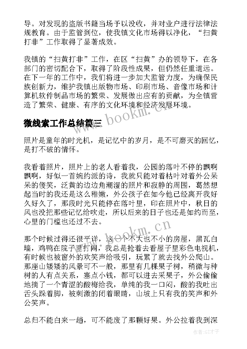 微线索工作总结(模板10篇)