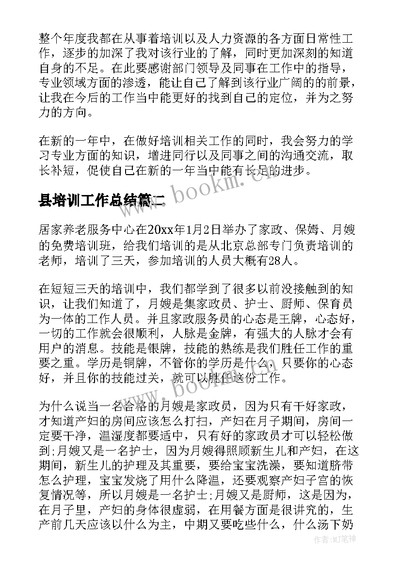 县培训工作总结(优秀5篇)