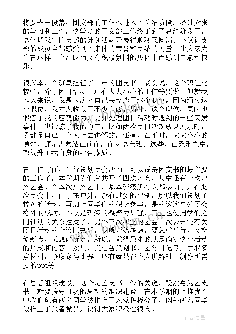 2023年支书年终工作总结 团支书年终个人工作总结(精选9篇)