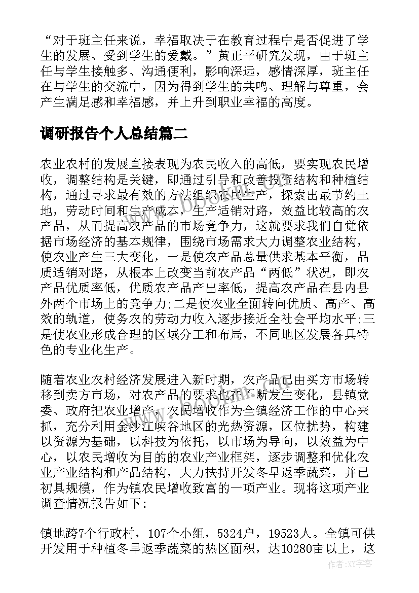 2023年调研报告个人总结 个人调研报告(汇总9篇)